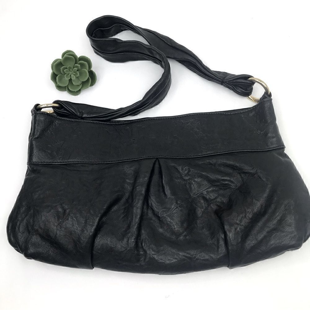 Paolo Masi 100% Black Leather Convertible Shoulder Bag / Clutch